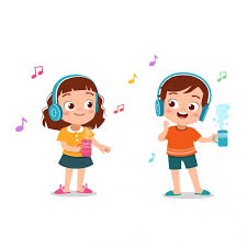 Niños escuchando música ilustración | Vector Premium